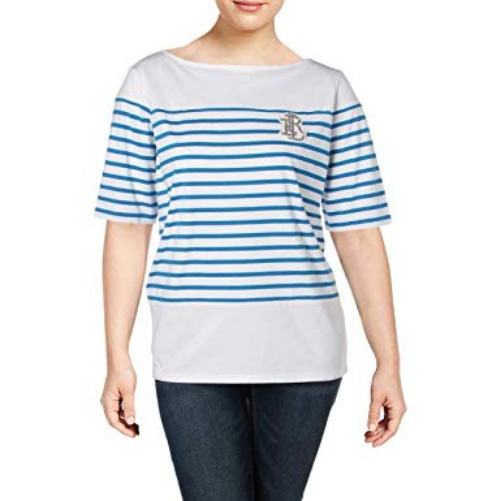 NWT Ralph Lauren Striped Shirt Blue Blouse Size 2X